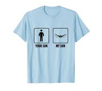 Nuotatore Tuo Figlio Mio Figlio Nuoto Sport Acquatici Compet Maglietta, Uomo, Celeste, 3XL