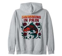 Nuoto nel Dolore Dark Koi Fish Emotional Art Design Felpa con Cappuccio