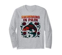 Nuoto nel Dolore Dark Koi Fish Emotional Art Design Maglia a Manica