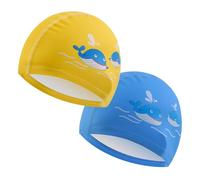 Nuoto per Bambini 2 Pezzi Cuffia Piscina Bambini Impermeabile per Ragazze Cappello da Nuoto Elastico Cappello da Nuot in Motivo Coccodrillo per Bambi Ragazze Ragaz (2, blu e giallo)
