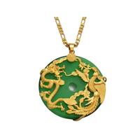 NUOVA 2025 Unisex Auspicious Dragon Cipndant Necklace Women Men Gioielli in stile Cinese Stone verde artificiale Buona fortuna Decorazione felicità Luxuria con te Accessori Trendy Best for Gift e