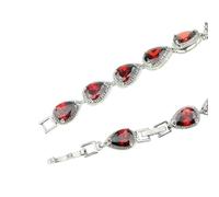 Nuova 2026 unisex goccia d'acqua rosso garnet cz 925 gioielli in argento lunghezza 18 cm 21 cm Bracciale a catena per le donne decorazioni in scatola regalo di lusso con voi accessori creativi