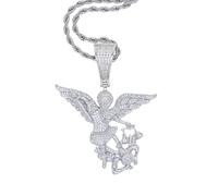 Nuova 2026 unisex Michael the Arcangeli Cipndant Necklace ghiacciato oro color Cz cubico zirconia Justice Charm Men Women Women Hip Hop Decoration Gioielli Luxuria con i tuoi accessori alla moda