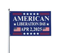 Nuova bandiera del Giorno della Liberazione Americana: festeggia il 2 aprile 2025 con uno striscione da giardino in stile patriottico da 3x5 piedi