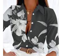 Nuova blusa a maniche lunghe con stampa di moda europea e americana, adatta per l'estate, l'autunno e le vacanze primaverili per le donne L,M,S,XL,XXLFloreale,Piante,stampa dappertuttoTessuto intrecci