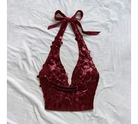 Nuova blusa verde con scollo a goccia, con paillettes, nodo alla gola, adatta per il tè del pomeriggio, lo street style, le vacanze, i look a strati, le feste in autunno/inverno L,M,S,XL,XS,XXSColore 