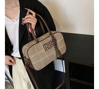 Nuova borsa a spalla da donna in stile classico in lana per autunno/inverno, di forma quadrata, con effetto color block, grande capacità, doppia maniglia, con pendente, adatta per viaggi, shopping, la