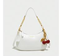 Nuova borsa a tracolla multifunzionale alla moda in materiale PU impermeabile, con decorazione grafica a lettere, colore unito a forma di mezzaluna, con catena per la spalla e sotto il braccio, decora