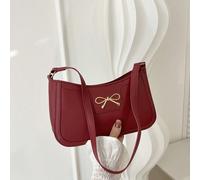 Nuova borsa casual fashion da donna in PU, di colore nero, caffè e kaki, con fiocco, accessori metallici, borsellino e trousse portamonete e trucchi Colore unicoPoliuretano