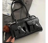 Nuova borsa da donna alla moda, in tessuto PU di colore unito, con decorazione grafica a lettera, multitasche, design a conchiglia, con pendente decorativo sulla borsa a spalla e sotto il braccio, ada