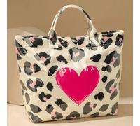 Nuova borsa tote versatile da donna, con stampa leopardata e motivo a cuore, in materiale trasparente, borsa da donna di moda quotidiana, con tracolla fissa, grande capacità, borsa da portare sotto il