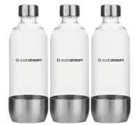 NUOVA Bottiglia Sodastream 1L Argento Eleganza Confezione da 3 Compatibile co...