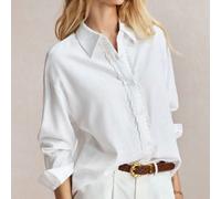 Nuova camicia con bordo in pizzo bianco sulla parte anteriore, versatile per ufficio, formale, casual, romantica, stile Y2K, retrò anni '90, festa, matrimonio, laurea, uso quotidiano L,M,S,XL,XS,XXL,X