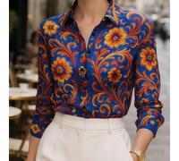 Nuova camicia da ufficio più venduta per le donne: comoda, casual ed elegante, con stampa, manica lunga, design minimalista per pendolarismo, adatta per autunno, vacanze e primavera L,M,S,XLStampa Cas