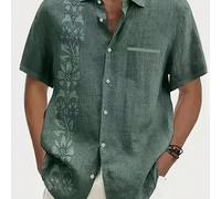 Nuova camicia hawaiana estiva da uomo con stampa digitale, vestibilità morbida, maniche corte, adatta per il commercio elettronico transfrontaliero 1XL,2XL,3XL,4XL,5XLTropicale,Piante,stampa dappertut