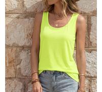 Nuova canotta basic retrò casual con scollo a U verde neon L,M,S,XL,XSColore unicoTessuto in maglia