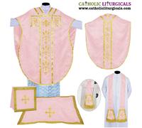 Nuova casula rosa, paramento stile St. Philip Neri e set di masse 5 pezzi...