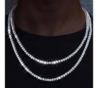 Nuova Collana A Catena Da Tennis Classica Da 4 Mm Iced Out Gioiello Moda Uomo Donne Stile Hip-hop 16/18/20/22/24/26 Pollici Regalo 55 cm-argento,60cm-argento,40 cm-argento,45 cm-argento,50cm-argento,6