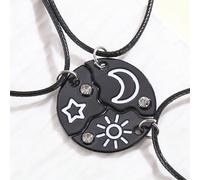 Nuova collana a quattro pendenti a forma di stella, luna, sole e nuvola, adatta per amiche, collana con ciondolo a forma di farfalla colorata con magnetismo, adatta per l'autunno e l'inverno 3 pezzi n