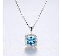 Nuova Collana con Ciondolo in Zaffiro Quadrato Creato in Argento Sterling 925 per Le Donne Affascinante Collana da Sposa Femminile Gioielleria Raffinata