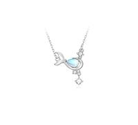 Nuova collana in argento 925 con zirconi brillanti a forma di balena blu for la festa di compleanno delle donne