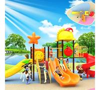 Nuova combinazione di altalene for esterni e scivoli in plastica su larga scala, strutture for parchi giochi e attrezzature for comunità residenziali(A6)