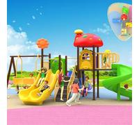 Nuova combinazione di altalene for esterni e scivoli in plastica su larga scala, strutture for parchi giochi e attrezzature for comunità residenziali(A7)