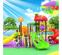 Nuova combinazione di altalene for esterni e scivoli in plastica su larga scala, strutture for parchi giochi e attrezzature for comunità residenziali(A5)