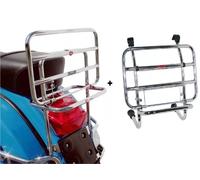 NUOVA COPPIA PORTAPACCHI ANT. + POST. CROMATI FACO PER VESPA PX125 E 1981-1983