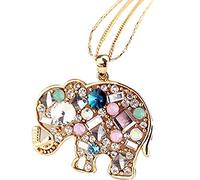 Nuova Decorazione Multicolore dei Gioielli del Partito della Catena Lunga della Collana dell'elefante del Cristallo di Rocca - Dorato alla Moda e Popolare Fashion