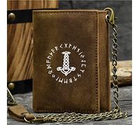 Nuova del portafoglio trifold di novità maschile, un unico simbolo vichingo di grande capacità di carta di credito Porta della carta di credito, vera pelle Western rodeo ID viaggio corto a catena