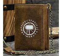 Nuova del portafoglio trifold di novità maschile, un unico simbolo vichingo di grande capacità di carta di credito Porta della carta di credito, vera pelle Western rodeo ID da viaggio corto borse a