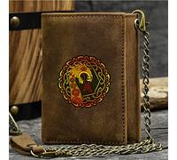 Nuova del portafoglio trifold di novità maschile, un unico simbolo vichingo di grande capacità di carta di credito Porta della carta di credito, vera pelle Western rodeo ID da viaggio corto a catena