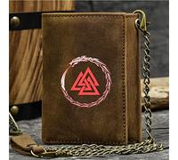 Nuova del portafoglio trifold di novità maschile, unico simbolo vichingo di grande capacità di carta di credito Porta della carta di credito, vera pelle Western rodeo ID viaggio corto a catena corta