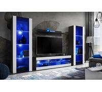 NUOVA komodee Tivoli Set Grande Parete Attrezzata, Rovero, Bianco, Nero, LED