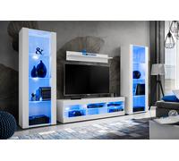 NUOVA komodee Tivoli Set Grande Parete Attrezzata, Rovero, Bianco, Nero, LED