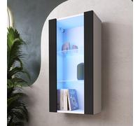 NUOVA komodee Vetrina Sospesa Tivoli Vertical, Nero Bianco Rovere LED Opzione