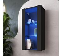 Komodee Tivoli Vertical 100 Vetrina Sospesa, Nero/Nero, Senza LED, Larghezza 50 cm x Altezza 100 cm x Profondità 29 cm, Per Soggiorno, Sala Da Pranzo