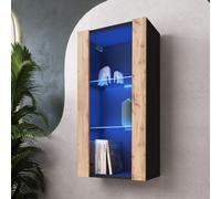 NUOVA komodee Vetrina Sospesa Tivoli Vertical, Nero Bianco Rovere LED Opzione