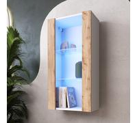 NUOVA komodee Vetrina Sospesa Tivoli Vertical, Nero Bianco Rovere LED Opzione