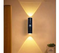 Nuova luce notturna ricaricabile a sensore di movimento, lampada da parete magnetica, lampada atmosferica a doppio occhio di gatto autoadesiva per scale, interni, esterni, balcone Lampada da parete ne