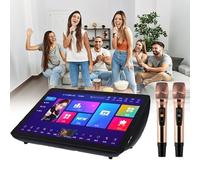 Nuova macchina per karaoke, macchina per karaoke con display dei testi, con microfono wireless con riverbero, touch screen capacitivo da 19,5 pollici, funzione di download gratuito dal cloud
