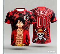 Nuova Maglia da Calcio One Piece Luffy 2026 Giappone, T-shirt da Uomo, Maglia Speciale da Calcio per Bambini e Adulti, Felpa ad Asciugatura Rapida