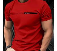 Nuova maglietta casual aderente a maniche corte da uomo, maglietta rossa minimalista e versatile, orientata al futuro L,M,S,XL,XXLLettereTessuto in maglia