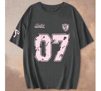 Nuova maglietta casual estiva da donna con scollo rotondo e maniche corte, con stampa del numero 07 di una star dello sport in rosa, alla moda e versatile L,M,S,XL,XS,XXLPoliestere