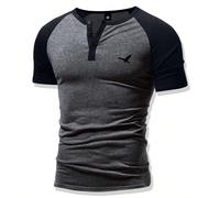 Nuova maglietta casual estiva da uomo a maniche corte con scollo alla coreana, pantaloncini con stampa in stile americano, adatti per viaggio, vacanza e campeggio all''aperto L,M,S,XL,XXL,XXXLTessuto 