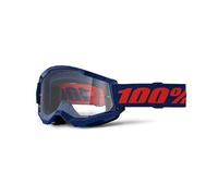 NUOVA MASCHERINA OCCHIALI MASCHERA DA CROSS ENDURO 100% STRATA 2 NAVY TRASPARENT