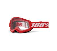NUOVA MASCHERINA OCCHIALI MASCHERA DA CROSS ENDURO 100% STRATA 2 NEON ROSSO TRAS