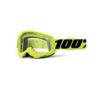 NUOVA MASCHERINA OCCHIALI MASCHERA DA CROSS ENDURO 100% STRATA 2 YELLOW TRASPARE