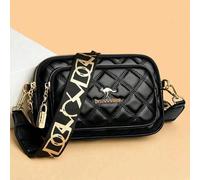 Nuova moda classica e versatile, borsa a spalla quadrata da donna in materiale PU impermeabile di colore solido con design a rombi, decorazione con logo animale in metallo retrò, motivo a lettera, ada